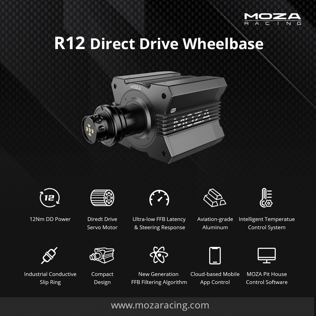 Moza R12 Direct Drive Wheel Base (12 Nm)