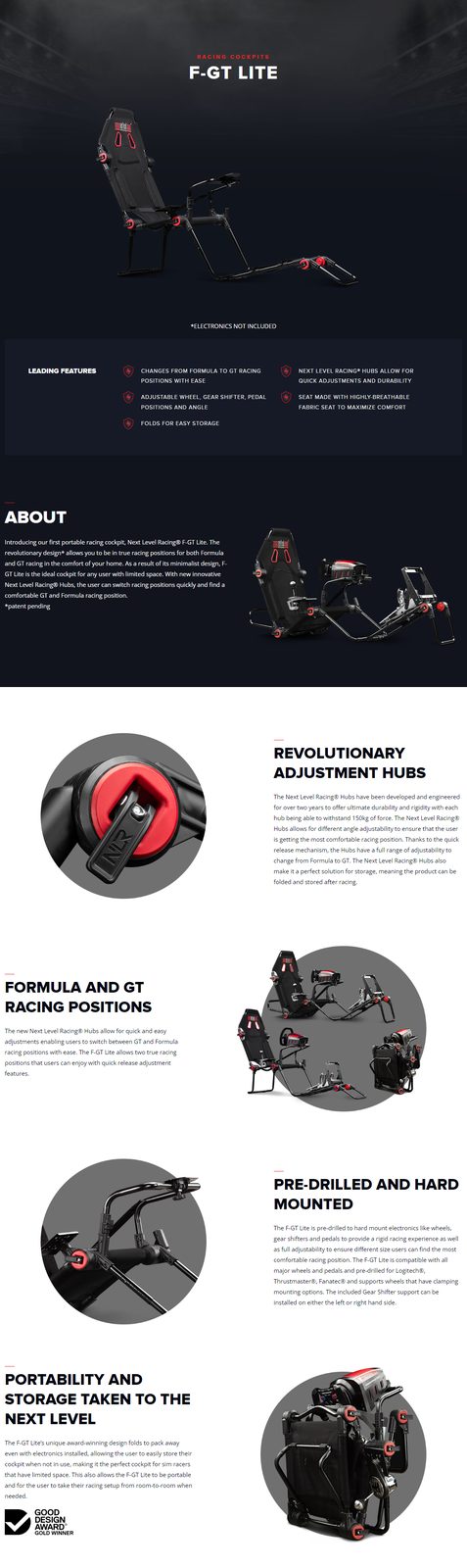 Next Level Racing GT Lite Foldable Simulator Cockpit (NLR-S008)