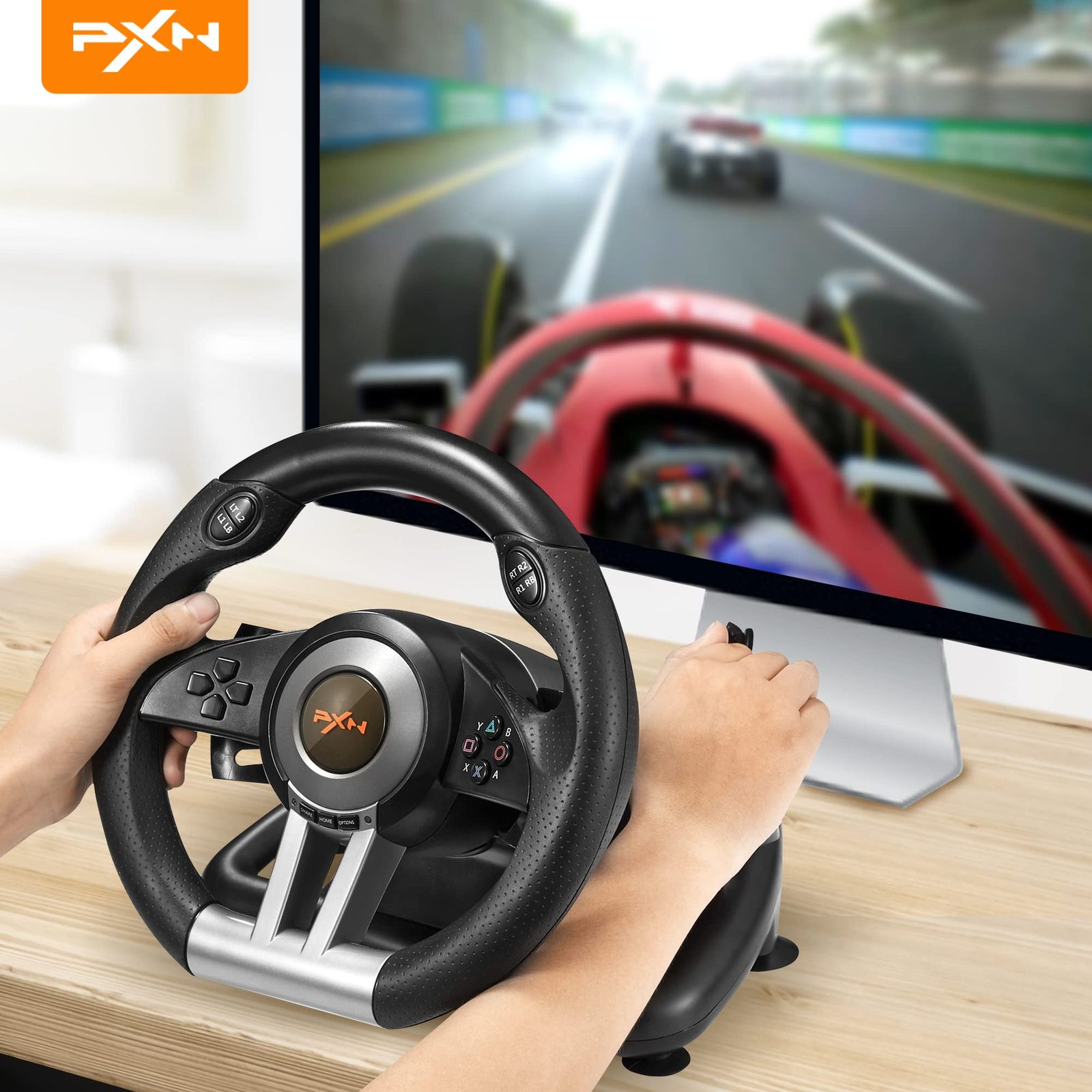 PXN V3 PRO 180° Universal USB Racing Wheel + Pedals (PC, PS3, PS4, Xbox One, Xbox Series X|S, Switch)